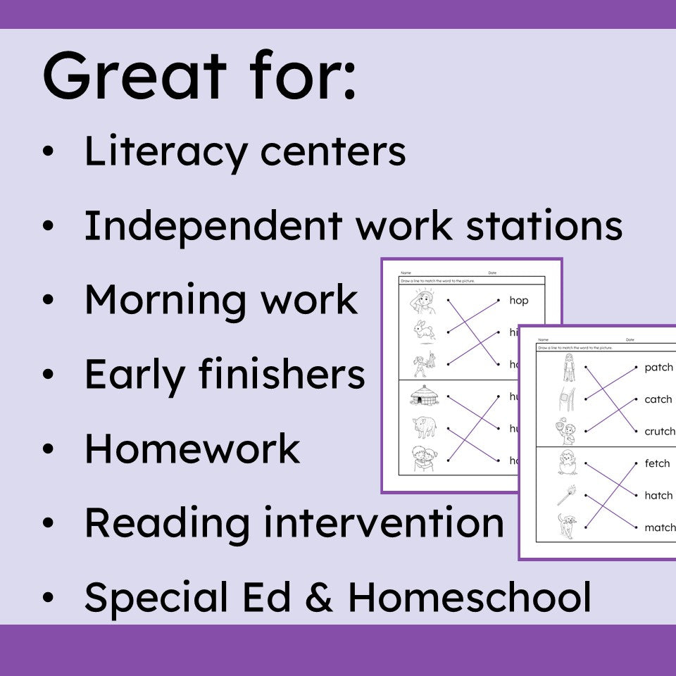 Reading worksheets for literacy centers, independent work stations, morning work, early finishers, or homework.