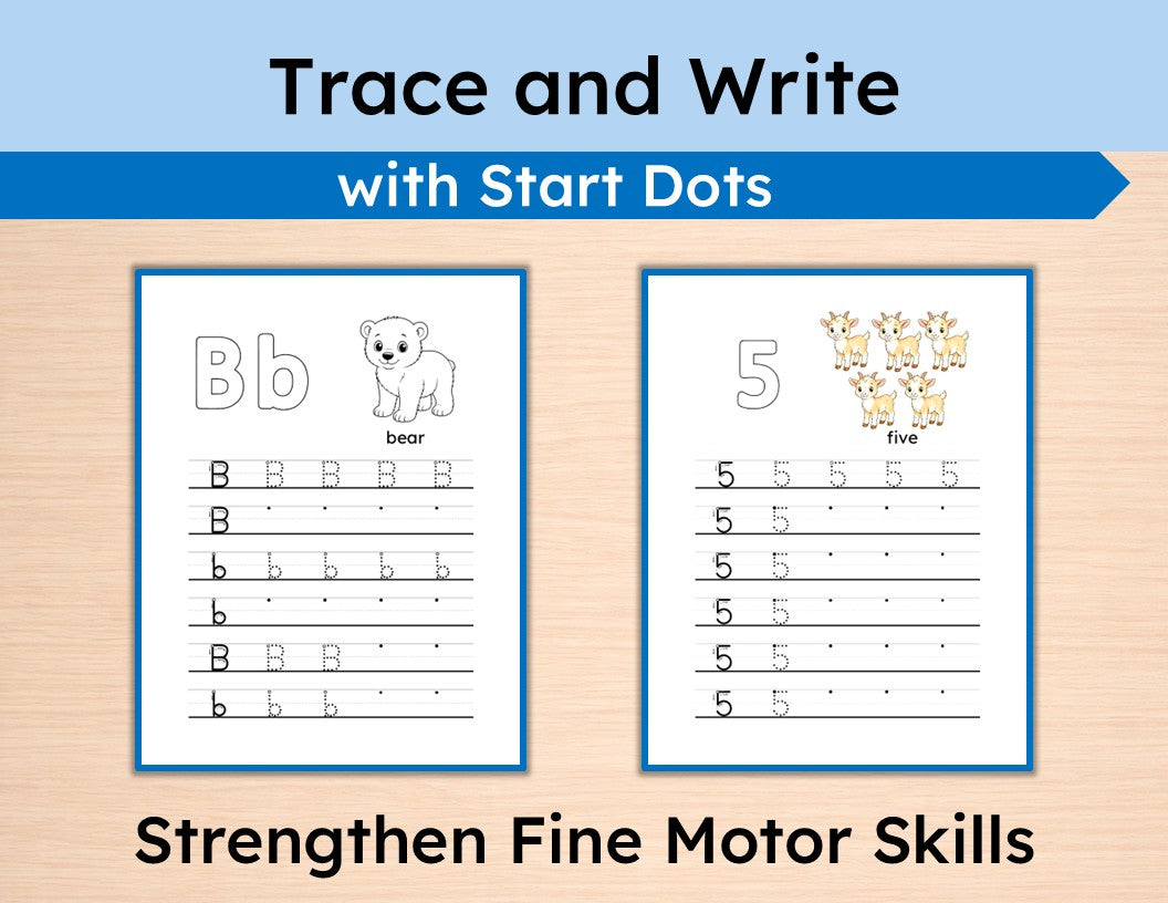 Animal Alphabet and Numbers Workbook:  Color, Count, Trace and Write