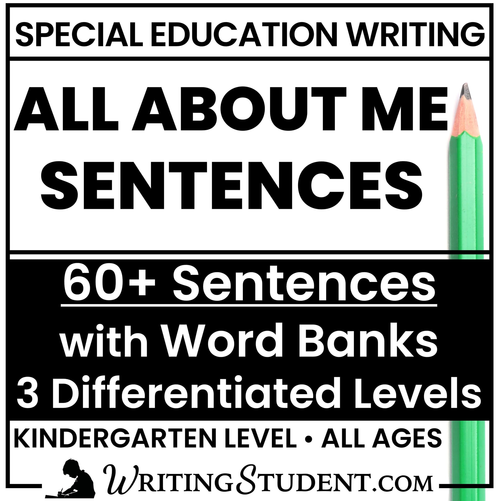 all about me sentence writing for kindergarten and special education