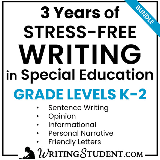 special education writing curriculum for grades kindergarten, first, and second